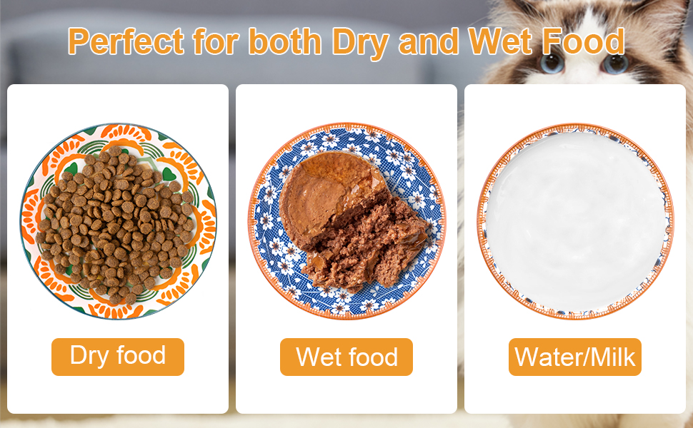 Набори керамічних мисок для котів FOSTBEEN (8 шт.), для корму та води, без втоми вусів, підходять для кошенят