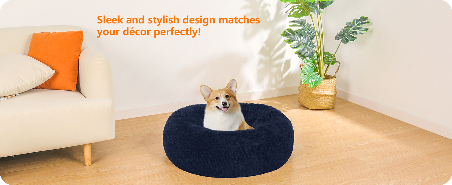 Ортопедичне ліжко для собак, кругле, м'яке, для котів та собак, 70 см, Navyblau (темно-синій)