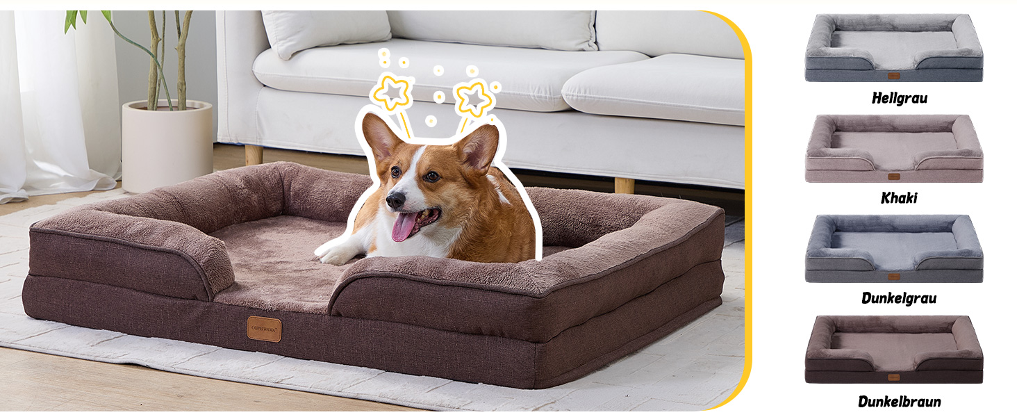 Ортопедичне ліжко для собак великих порід 139x110x21 см, з високощільним губчатим наповнювачем, для здорових суглобів, знімний водонепроникний чохол, зручне, неслизьке, коричневе XL