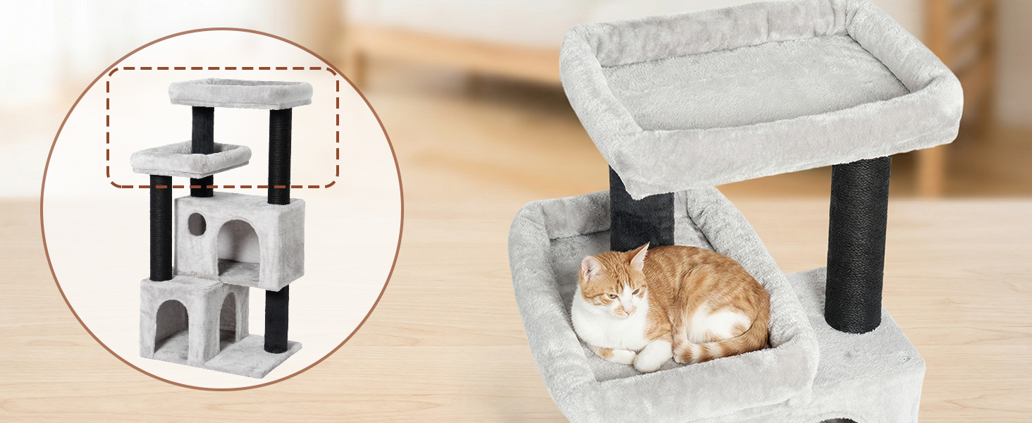 Великий котячий комплекс Kratzbaum 164 см для великих котів, з 11 см товстими стовпами, гамаком, плюшевими платформами та ховалькою