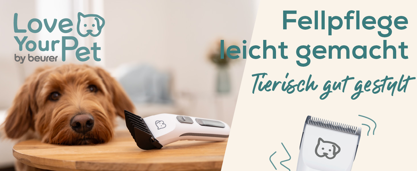 Машинка для стрижки шерсті Beurer Love Your Pet Fluffy для собак та котів, тихий триммер, 9-в-1 набір для грумінгу