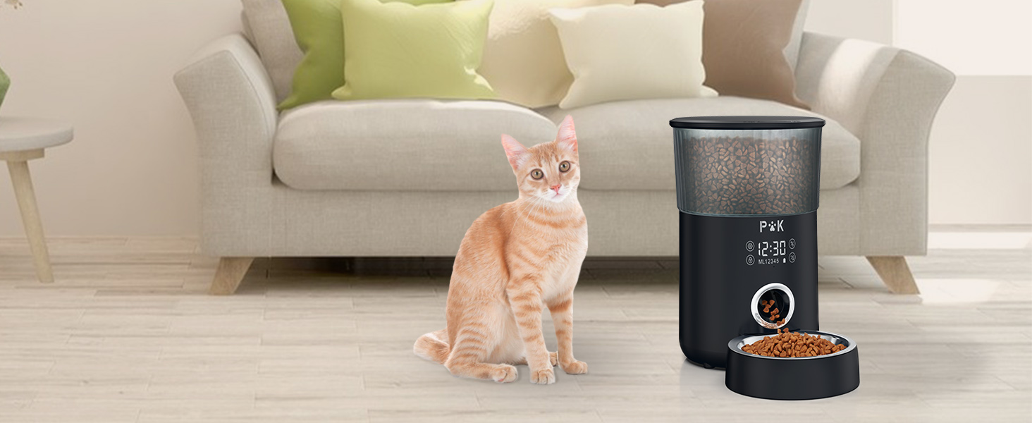 Автоматична годівниця для котів PUPPY KITTY, 3 л, з нержавіючої сталі, 180 днів роботи на батареї, голосове повідомлення, до 4 годувань на день