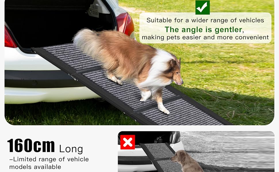 Рампа для собак у автомобіль, 170 см, складана, з антиковзким покриттям, для легкових автомобілів, позашляховиків, вантажівок (170 * 44 см)
