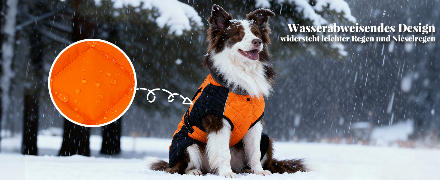 Зимовий теплий куртка для собак, непромокаємий, вітрозахисний, з регульованою застібкою, оранжево-чорний (XS, 43.2-50.8 см)