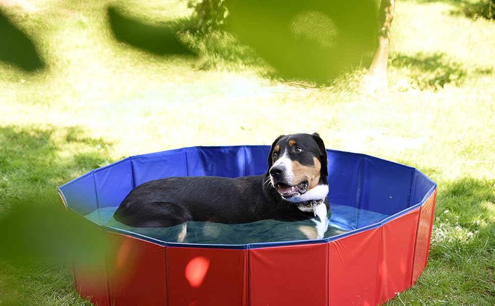 Складаний басейн для собак Sweetypet XL 120x30 см, червоний, із нековзким дном