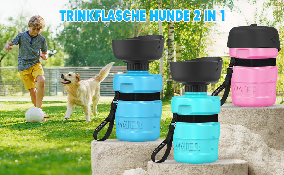 Складана пляшка для води для собак Lesotc, 520 мл, рожева - витоки виключені, для прогулянок, подорожей та кемпінгу