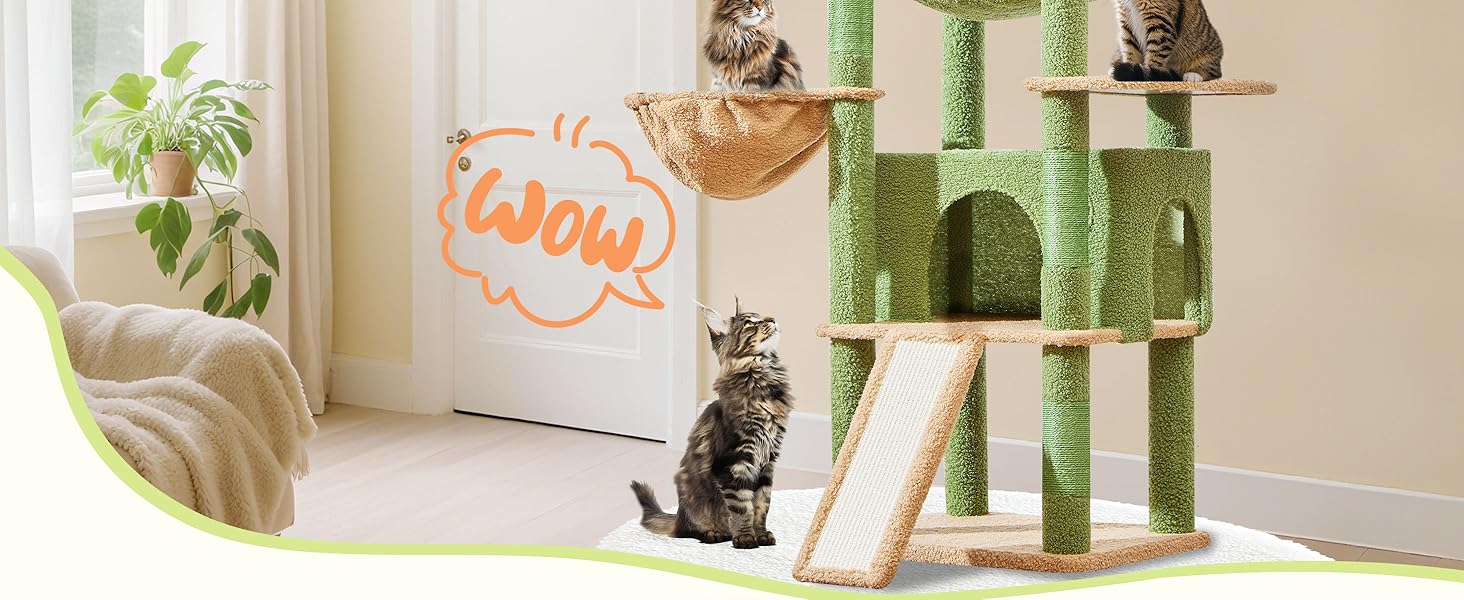 Котячий комплекс Taoqimiao 183 см, великий XXL, з будиночком, гамаком, стійкий, зелений MS045W