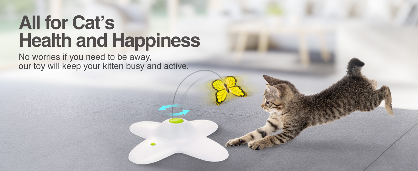 Інтерактивна іграшка для котів ALL FOR PAWS 3 в 1: метелик, м'ячики, випадкові пір'я. Автоматичний спінер для дому. Новинка