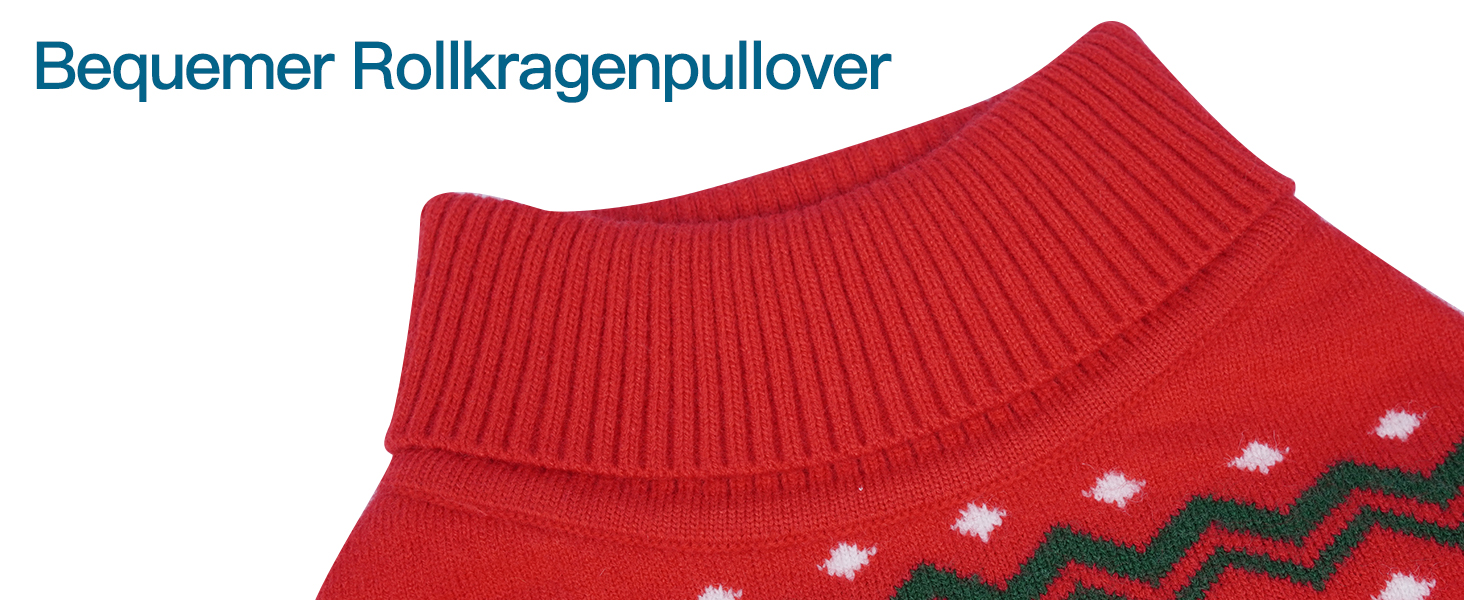 Пуловер для собак на Різдво, м'який та теплий, з відкидним коміром, для собак середнього розміру, в'язаний пуловер для осені та зими, для Французького бульдога, M (5-7 кг), червоний