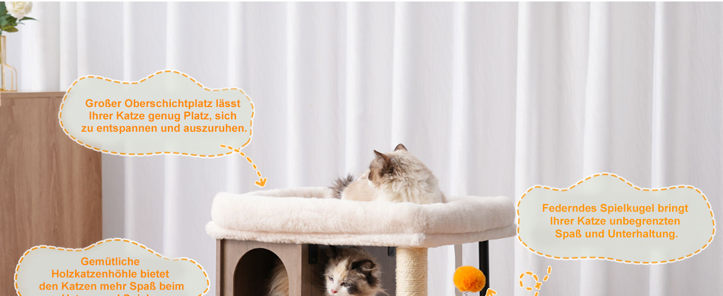 Котячий будиночок з дряпалкою Heybly HCT017WB (Rustic Gray) - велика платформа 54x40 см, висота 57.5 см