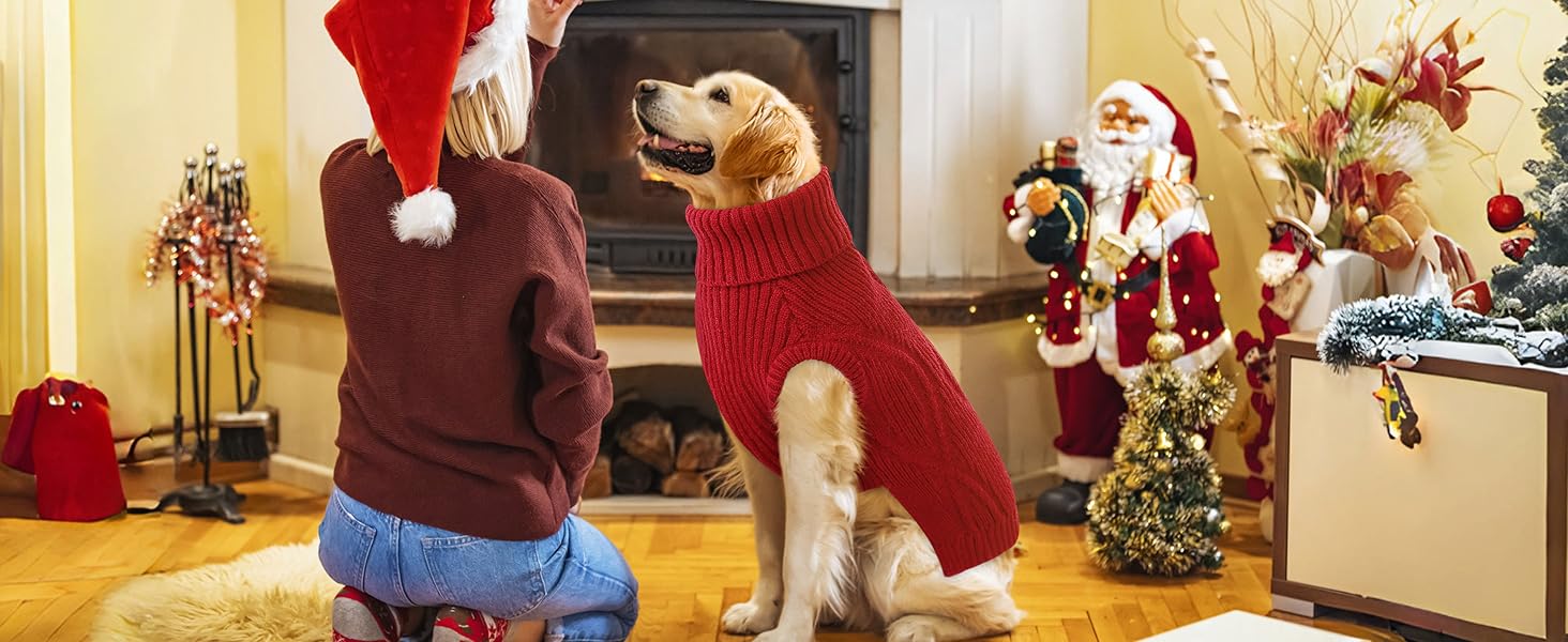 Теплий та м'який пуловер для собак Queenmore | Turtleneck для Corgi, Beagle, Французького бульдога, Шнауцера, Такси | Розмір L, Колір блакитний