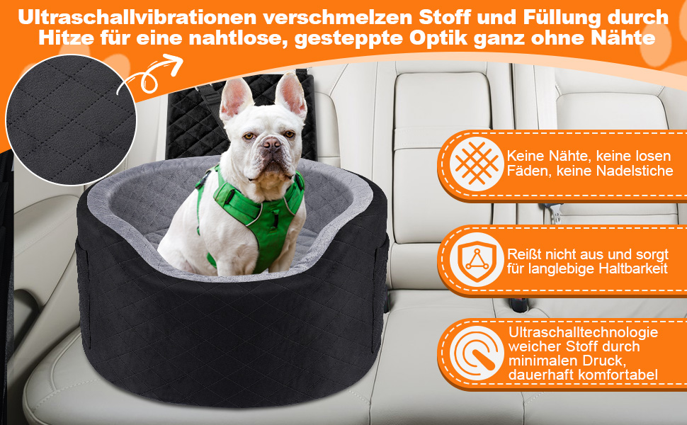 Автокрісло для собак - чорне автокрісло-бустер для маленьких собак з 28D Memory Foam, неслизький водонепроникний підкладка, переноска для подорожей з кишенями для зберігання та ковдрою, сірий (01-Чорний)