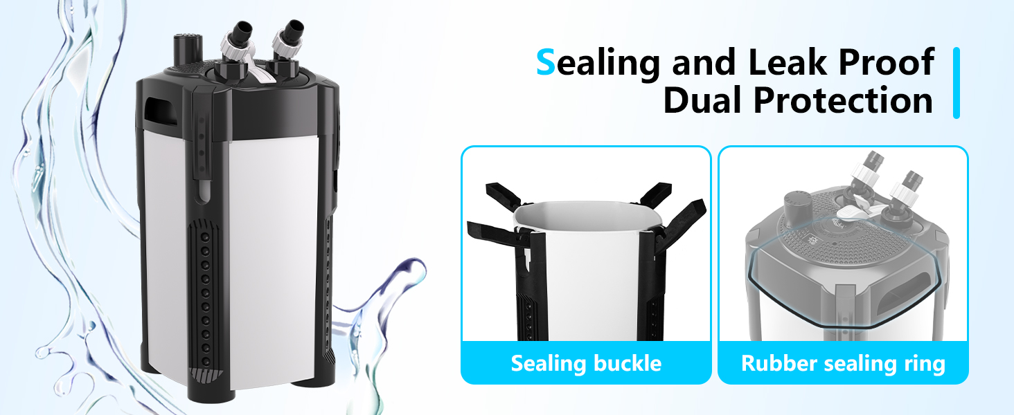 Зовнішній фільтр для акваріума AQQA, 1200 л/год, 3-ступенева фільтрація, 18W, до 250 л