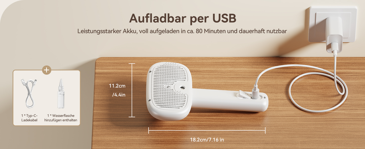 Щітка для котів ROJECO з парою, багатофункціональна, 3-в-1 проти підшерстка та ковтунів, 3 режими розпилення, самоочищення, для довгошерстих та короткошерстих котів та собак, білий колір