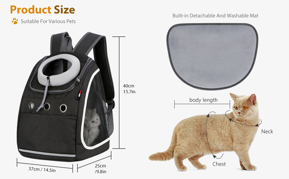 Рюкзак для собак та котів PETCUTE: зручний та практичний для подорожей, хаджінг, кемпінгу. Чорний колір.