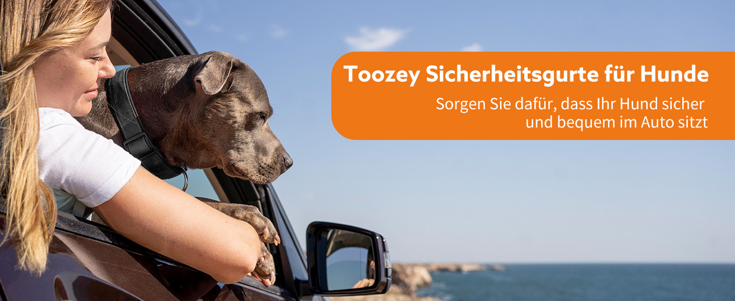 Пояс для собак у машину Toozey, регульований, чорний, 1 шт.