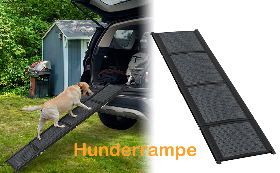Складні пандуси для собак, 157 см - пандус у багажник для авто, вантажівок та SUV, до 110 кг, легкий, стабільний, антиковзкий - чорний