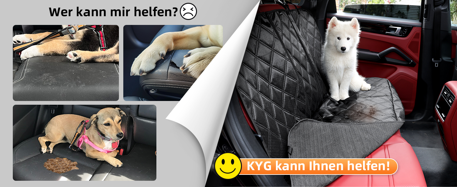 Захист для заднього сидіння автомобіля для собак KYG, водовідштовхувальний, знімний, 135x58x45 см, з ременем для собак