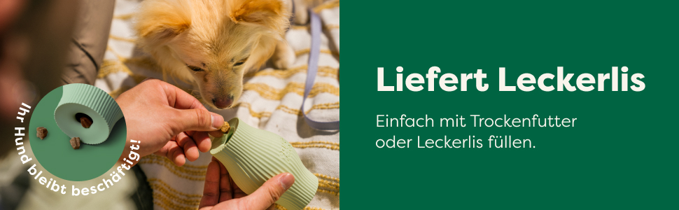 Earth Rated Диспенсер для ласощів для собак, іграшка-головоломка, велика, зелена, з натурального каучуку, для дорослих собак та цуценят, безпечна для миття в посудомийній машині та заморожування