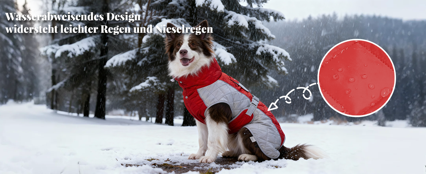 Зимовий теплий куртка для собак, вітро- та водовідштовхуючий, з потовщеним коміром, регульована блискавка, тепла зимова куртка для собак (Червоний/Сірий, M (58,6-68,6 см))
