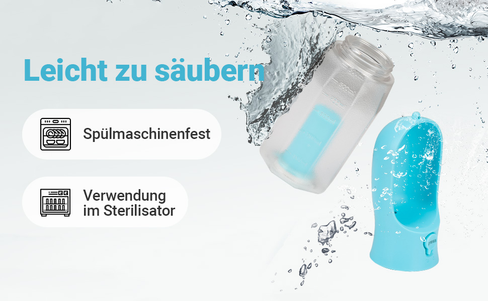 Поїлка для собак Zivacate 600 мл з контейнером для корму та пакетиками для відходів - блакитна