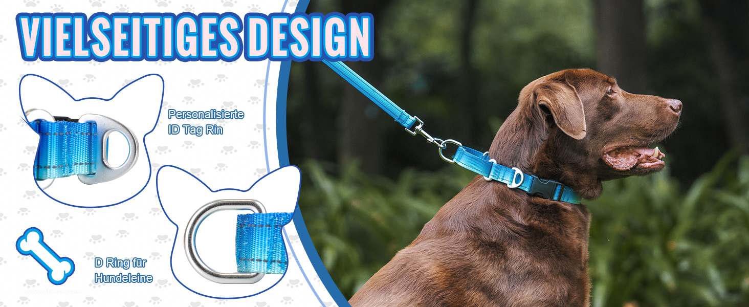 Нашийник для собак Martingale, світловідбиваючий, з зупиняючим ефектом, для великих, середніх та маленьких собак, нейлон, синій, розмір L