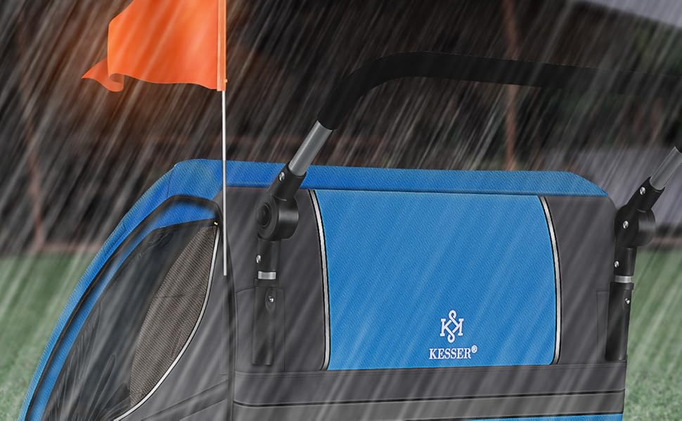 Дитячий причіп KESSER® 2в1 для велосипеда з поворотним з'єднанням 360° та амортизацією. Підходить для 1-2 дітей (до 40 кг). В комплекті прапор.