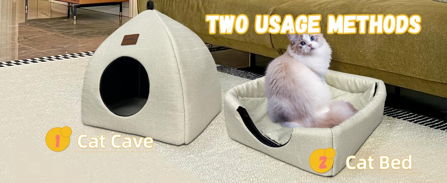 Котячий будиночок Whiwhi для дому, складаний, з окремою подушкою, м'яке ліжко для котів, темно-сірий, 45x45x41 см, зручне та пране