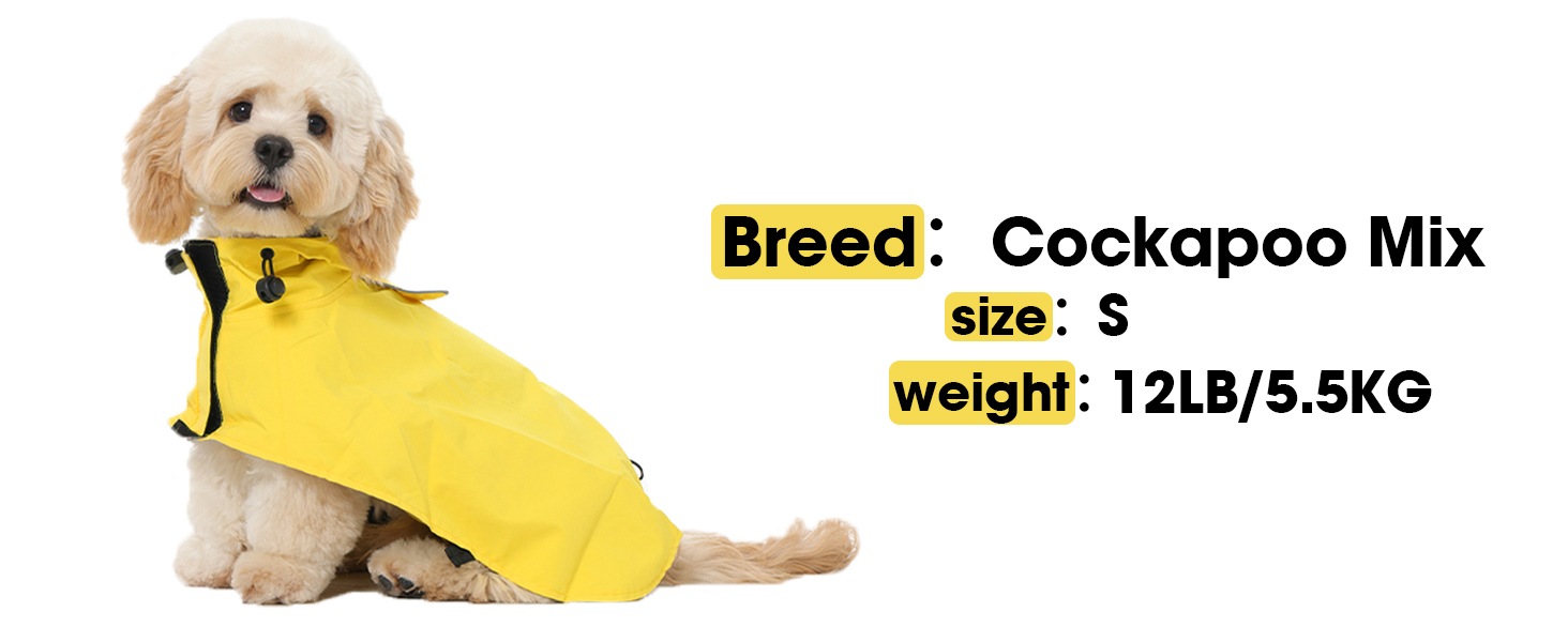 Жовтий дощовик для собак M, водонепроникний дощовик з капюшоном, світловідбиваючі елементи, регульований, з петельками для ніг та отвором для повідка, для собак маленьких, середніх та великих порід