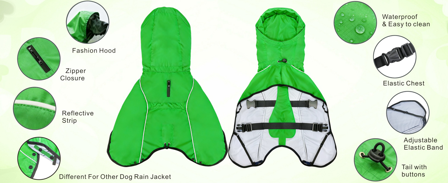 Дощовик для собак Mosucoirl: водонепроникний дощовик з регульованою капюшоном та отвором для повідка (Navyblau, L)