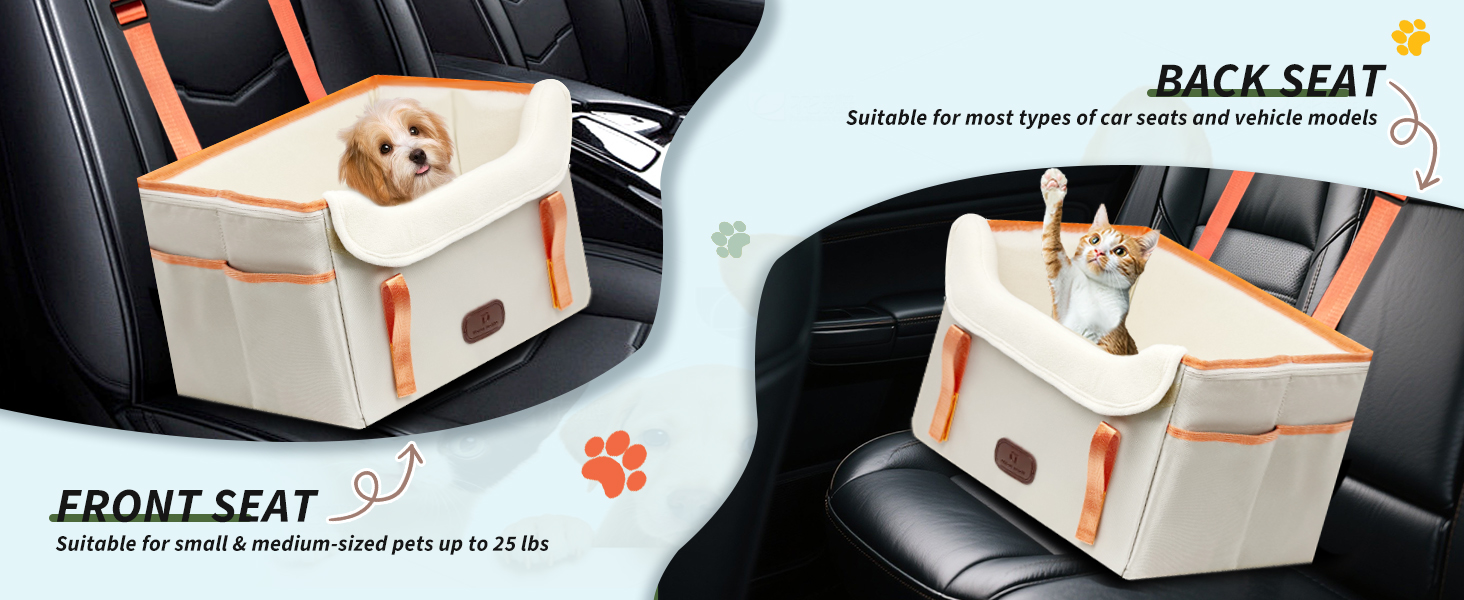 Автокрісло для собак, корзина для собак у машину, водовідштовхувальне, складане з фіксатором, для маленьких собак до 8 кг, на передні та задні сидіння, хакі