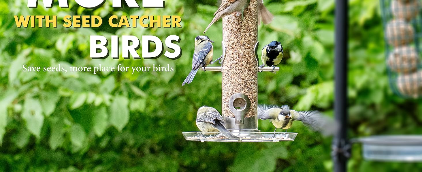 Годівниця для птахів iBorn з 6 місцями для підльоту, 20 см тарілка для корму, алюмінієва, 38 см