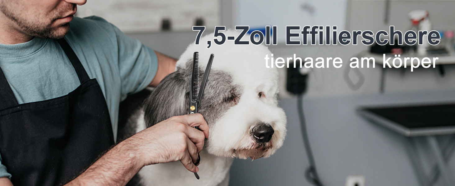 Набір професійних ножиць для грумінгу собак CIICII 10-в-1 з безпечними закругленими кінцями (для собак, котів, тварин). Підходить для стрижки, прорізування та формування шерсті. Срібно-чорний колір.