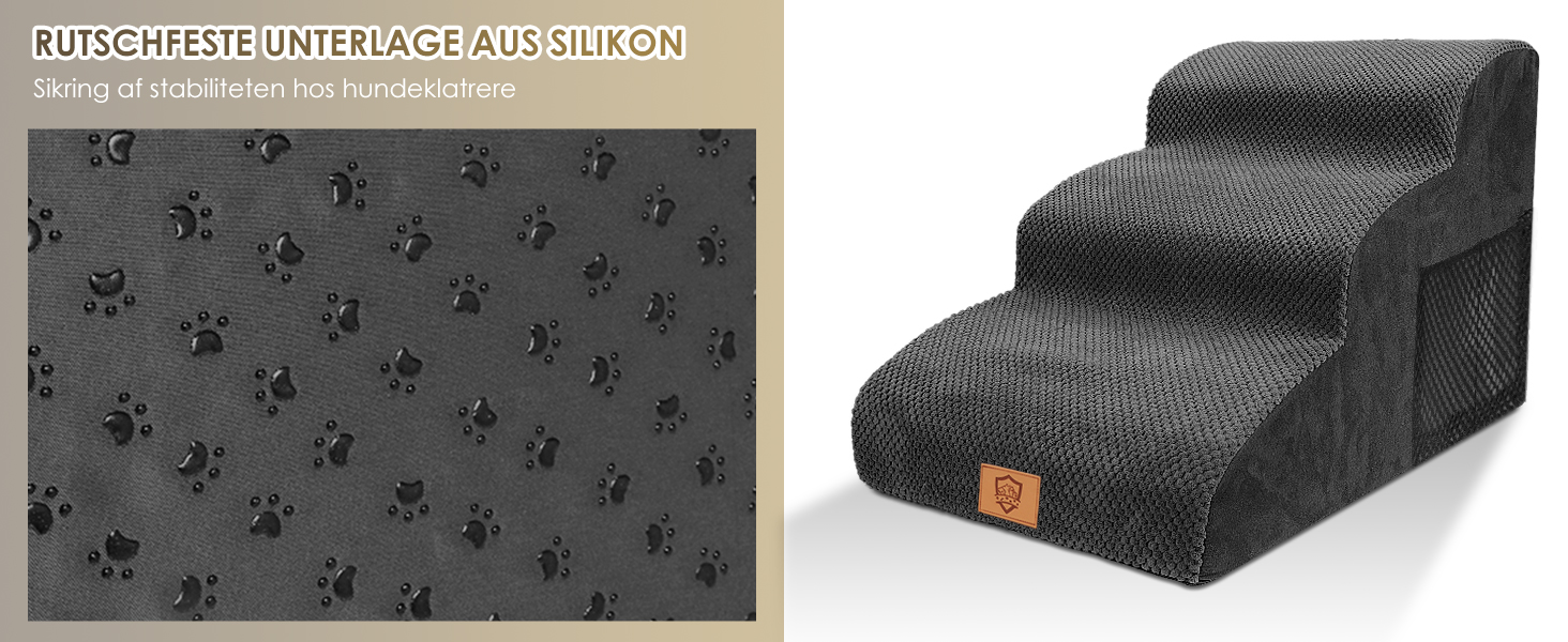Сходинки для собак - 3 сходинки, водонепроникні, з високощільної губки, знімні, для диванів та ліжок, сірі (чорні)