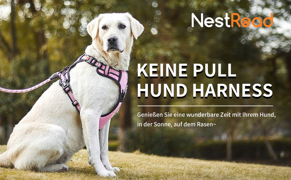 Нашийник для собак NESTROAD, рожевий, анти-тяга, для маленьких собак, розмір S, обхват шиї 28-38 см, обхват грудей 38-53 см, світловідбиваючі смуги