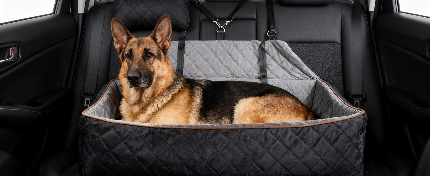 Автокрісло для собак великих та середніх порід до 45 кг, знімний, миючий, з безпечними ременями та неслизьким дном для заднього сидіння автомобіля