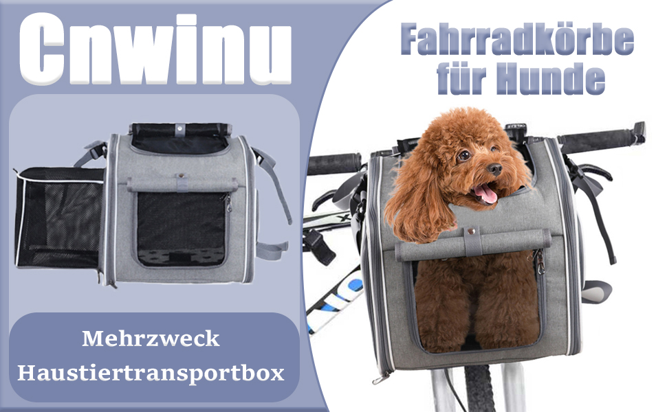 Корзина для собак на велосипед Cnwinu, передня, розширювана, складна, з 4 дверцятами та сітковими вікнами, для маленьких та середніх собак та котів