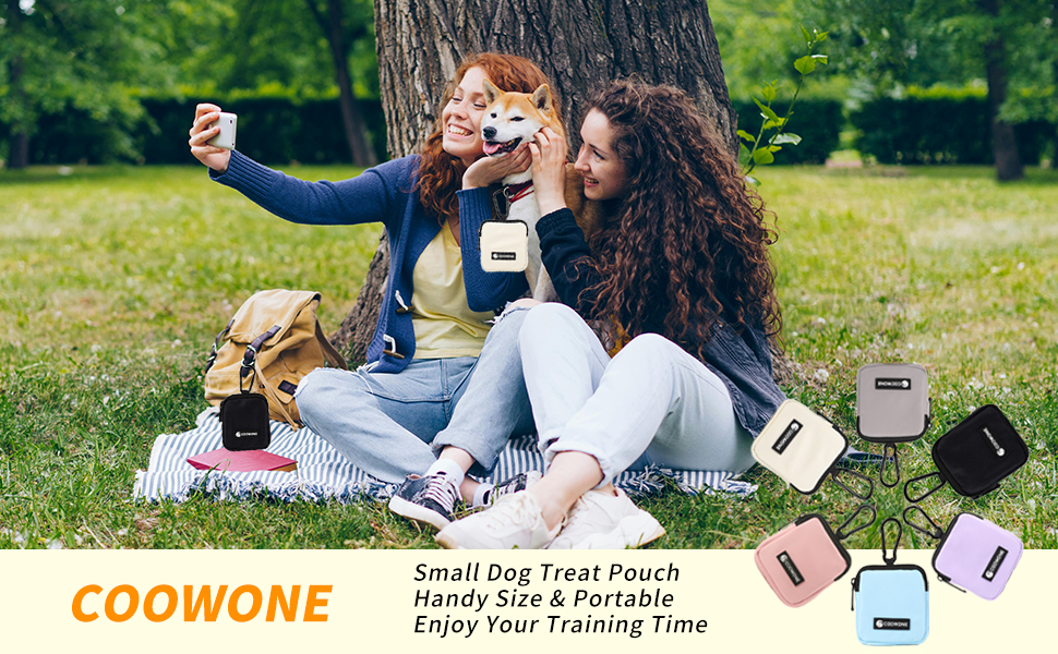 Сумка для ласощів для собак COOWONE з кликером для дресирування, водонепроникна, з тримачем для пакетів, чорна та сіра