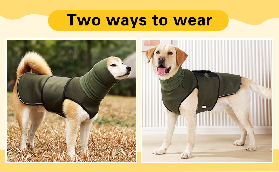 Заспокійливий одяг для собак Yanmucy 2 в 1: куртка для зменшення тривоги з капюшоном та захистом вух. Ідеально для собак, які бояться феєрверків та грози (зелений, M)