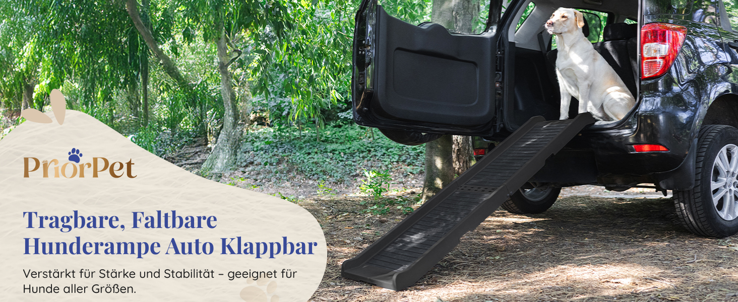 Рампа для собак у машину, складана – 174 см, 38 см – чорна, для великих собак, до 136 кг – підходить для авто та SUV