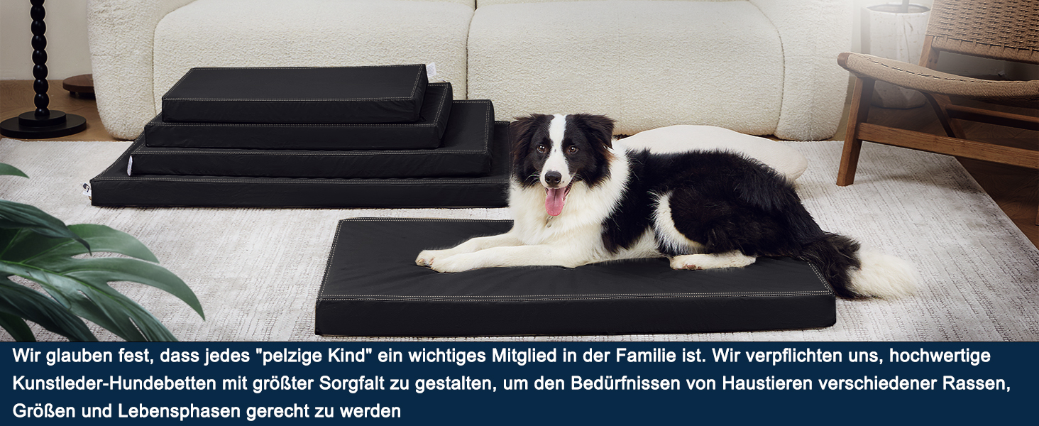 Ортопедичне ліжко для собак великих порід від GUANGDEEN - м'яке, знімний чохол, чорний колір, 116x71x7 см