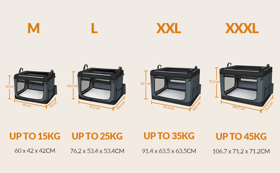 Транспортна переноска для собак Fobyfurny, сіра, 60 x 42 x 42 см, 60 л, з відбиваючими смугами та кишенями, знімний мат, Oxford-тканина, FPDT005OG1