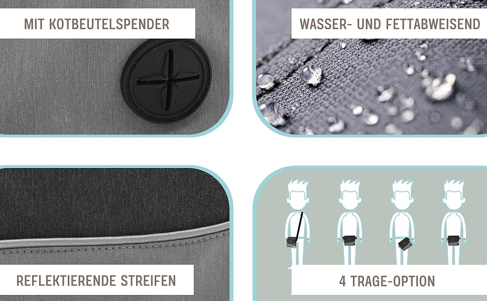 Сумка для кормів PetLove Leckerlibeutel для собак • З магнітною застібкою • З диспенсером для відходів • Можна використовувати як поясну сумку • Сіра L