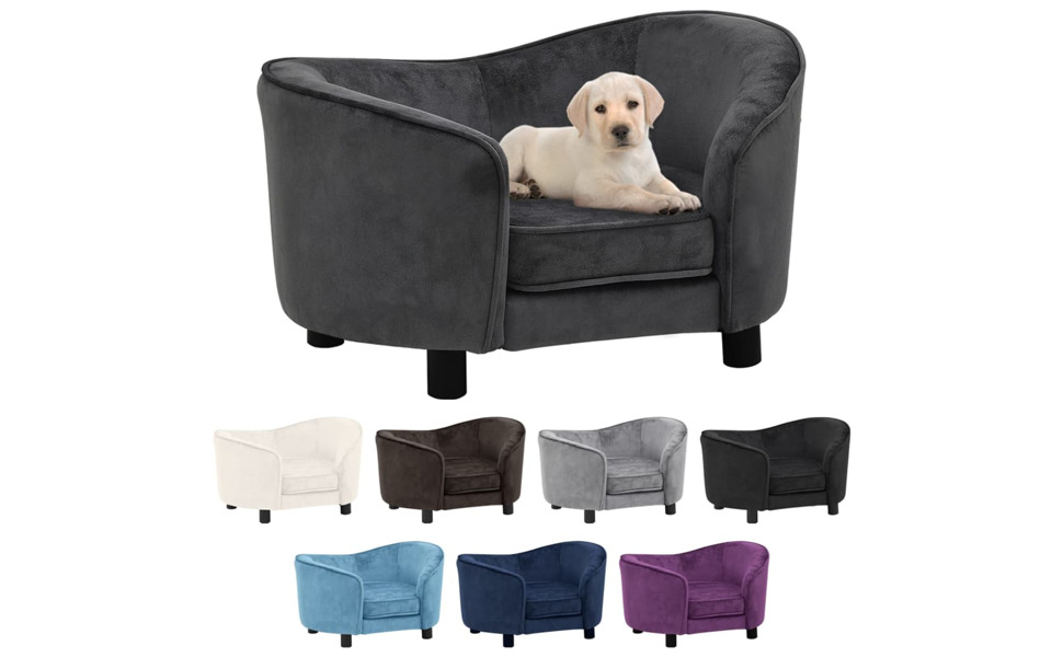 Софа для собак VidaXL чорна 69x49x40 см, м'яке ліжко для собак/кішок