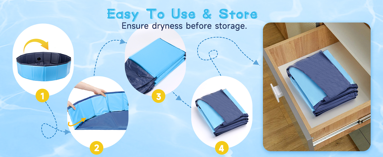 Басейн для собак Nobleza - басейн-плавальний басейн для великих і малих собак, котів, 80*20 см та 120*30 см, блакитний та жовтий