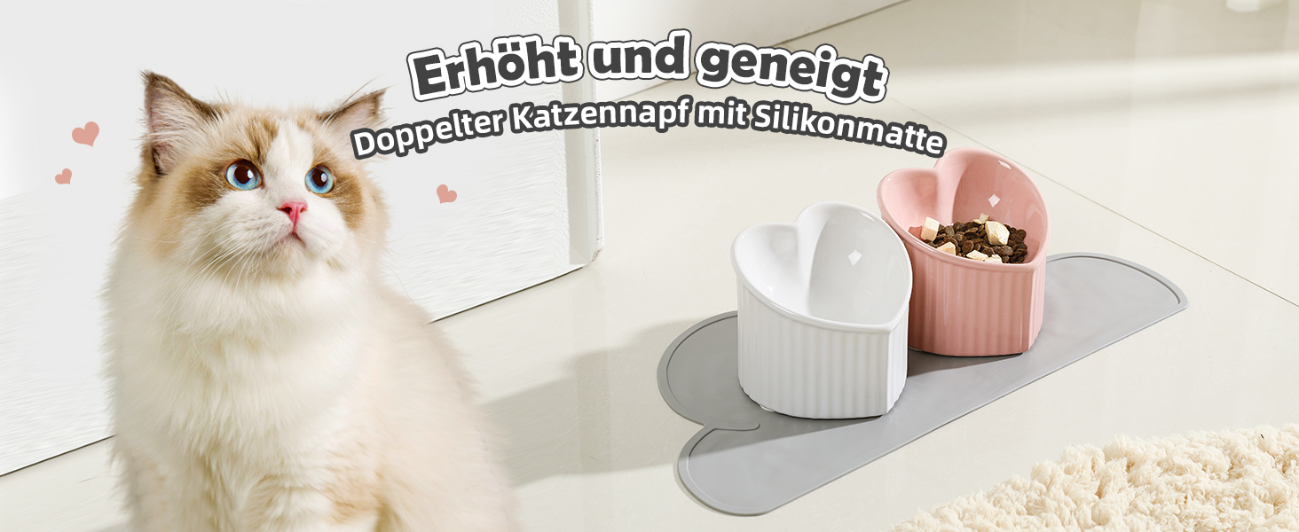 Набір мисок для котів Katzennapf Set: підняті миски, кераміка, проти ковзання, набір з 2 шт., зелений & темно-зелений