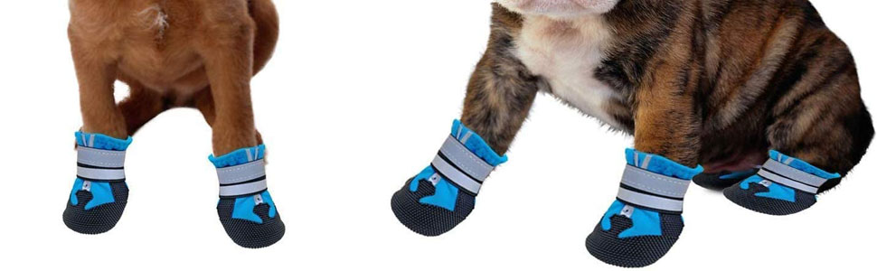 Чоботи для собак Dricar: 4 шт., дихаючі, антиковзні, для маленьких, середніх та великих собак, синій, розмір M