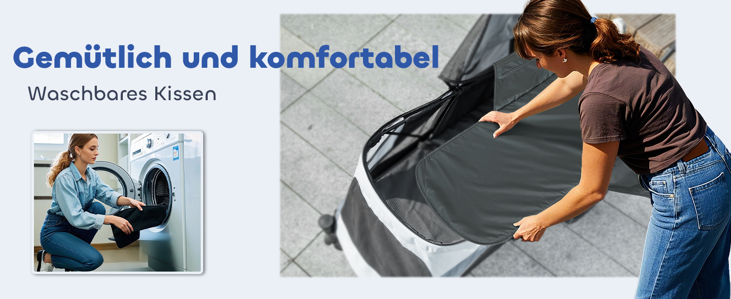 PawHut Візок для собак та котів, розкладний, до 30 кг, з подушкою, сіткою, гальмівною системою (Сірий)