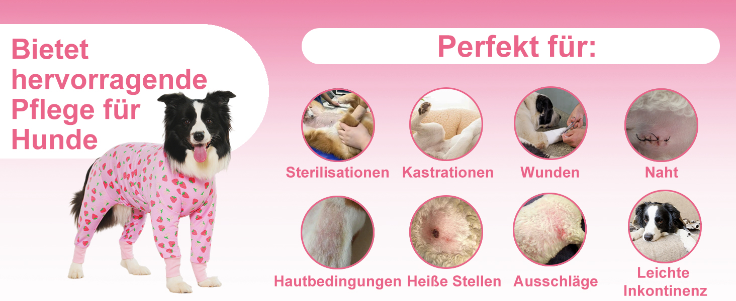 Захисний боді для собак після операції: для сук та кобелів, дихаючий, з захистом рани, альтернатива E-Collar, розмір XXL, колір полуниця