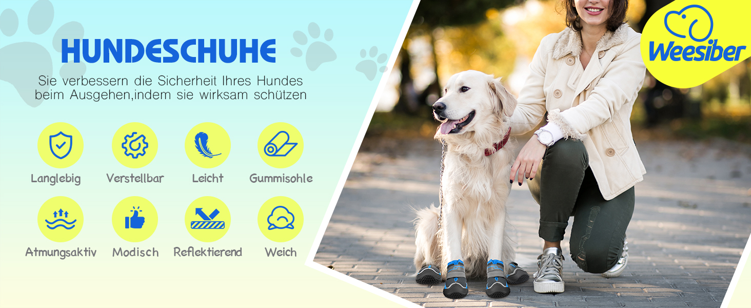 Чоботи для собак Weesiber, 4 шт. Антиковзаючі собачі чоботи з світловідбиваючими ремінцями та зносостійкою гумовою підошвою, захист лап для маленьких, середніх та великих собак (Сірий, розмір 6)